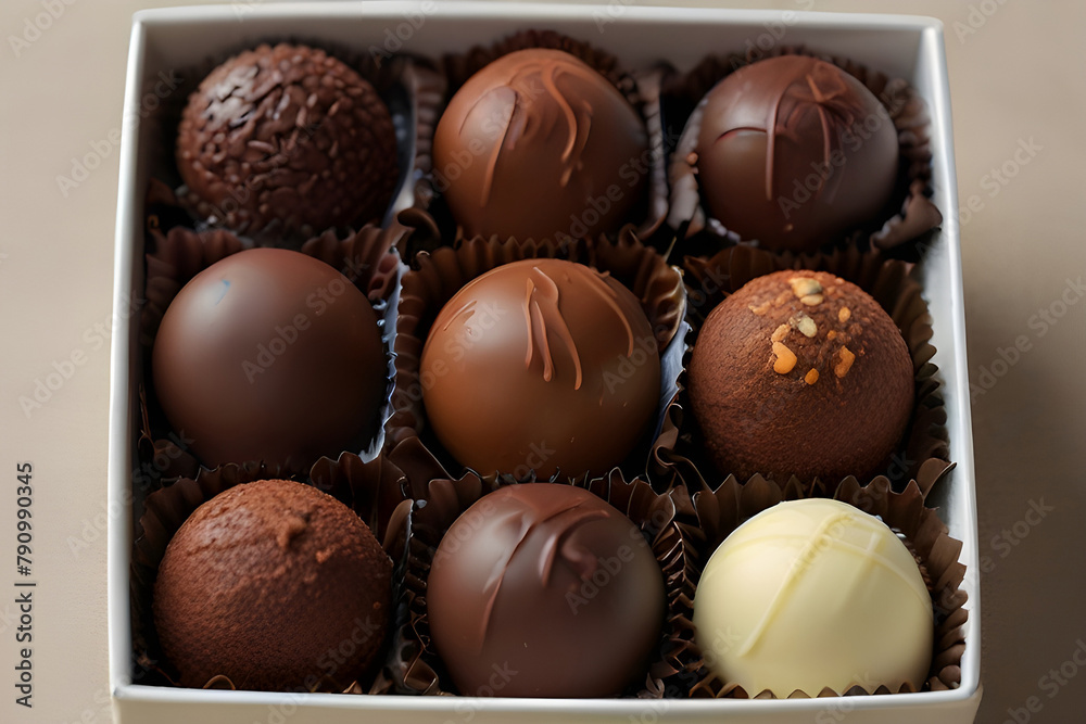 School truffles in melted milk, dark and white chocolate. World Chocolate Day School truffles in melted milk, dark and white chocolate. World Chocolate Day