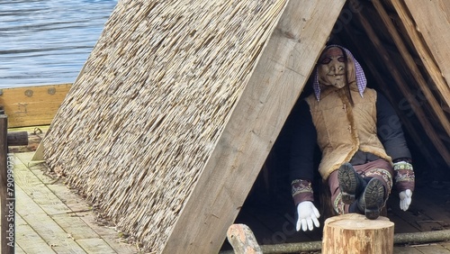 Witch installation on the lake of Koknese Park photo