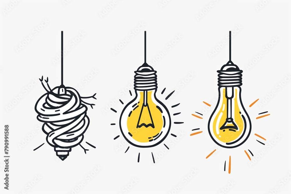Visual Metaphor for Clarity: From Chaotic Twirls to Illuminated Bulbs Visual Metaphor for Clarity: From Chaotic Twirls to Illuminated Bulbs