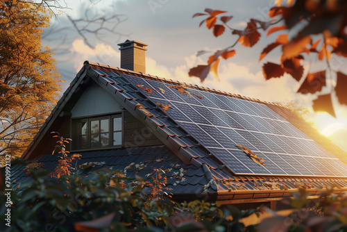 solar panels on top of a house photo