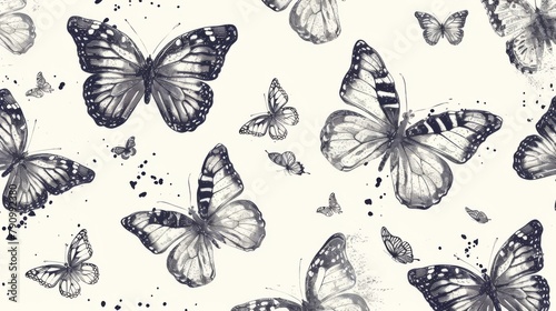 Butterflies hand drawn illustration  on a clean white background