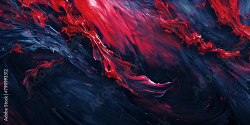 Bold Ruby Red and Midnight Blue Abstract Art Photography Masterpiece