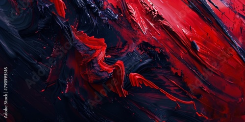 Bold Ruby Red and Midnight Blue Abstract Art Collide in Vibrant Masterpiece