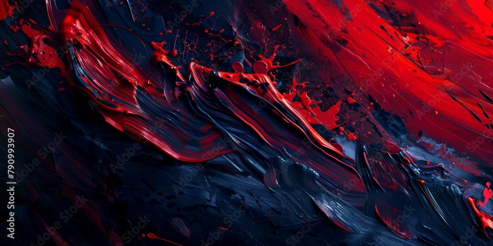 Bold Ruby Red and Midnight Blue Abstract Collision Artwork Transformation. Bold Ruby Red and Midnight Blue Abstract Collision Artwork Transformation.