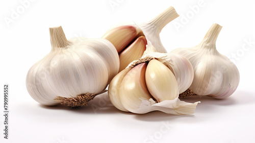 garlic and cloves isolated on a white background