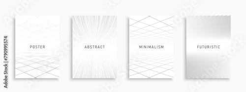 Collection of vector white futuristic templates, posters, placards, brochures, banners, flyers, backgrounds and etc. Contemporary abstract covers - geometric minimal copy space design