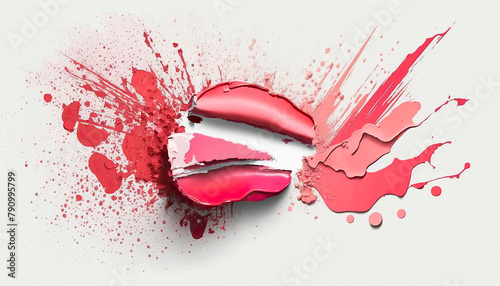 cosmetics texture pieces of smeared lipstick on a white background. Generative AI,