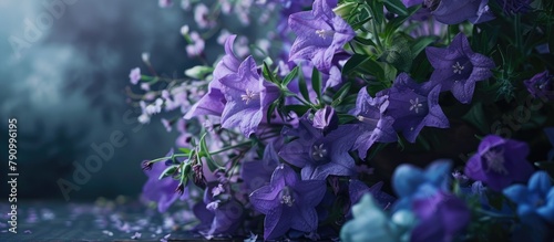 Lovely spring scenery featuring a bouquet of campanula flowers.