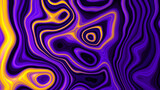 Purple smooth, flowing, plastic liquid marble background. Abstract bright purple and acid yellow accents. Ink, ripple, watercolor pattern, design. Wavy, psychedelic. Painting, color mix.