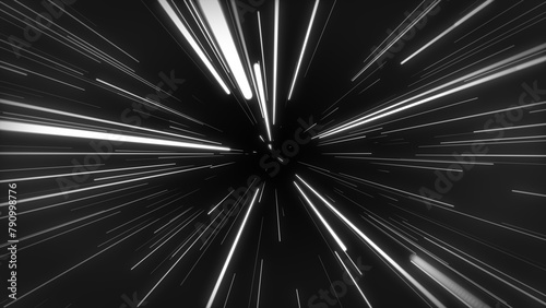 Obraz na plátně Monochrome pattern with diverging white rays of light