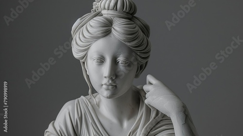 a white statue of an asian female made of marble in the style of gianlorenzo bernini monochromatic 