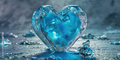 Numbness: The Ice Block and Frozen Heart - Visualize an ice block with a frozen heart inside, illustrating emotional numbness and detachment