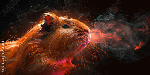 Guinea Pig Respiratory Infection: The Sneezing and Nasal Discharge - Picture a guinea pig with highlighted respiratory system showing infection, experiencing sneezing and nasal discharge