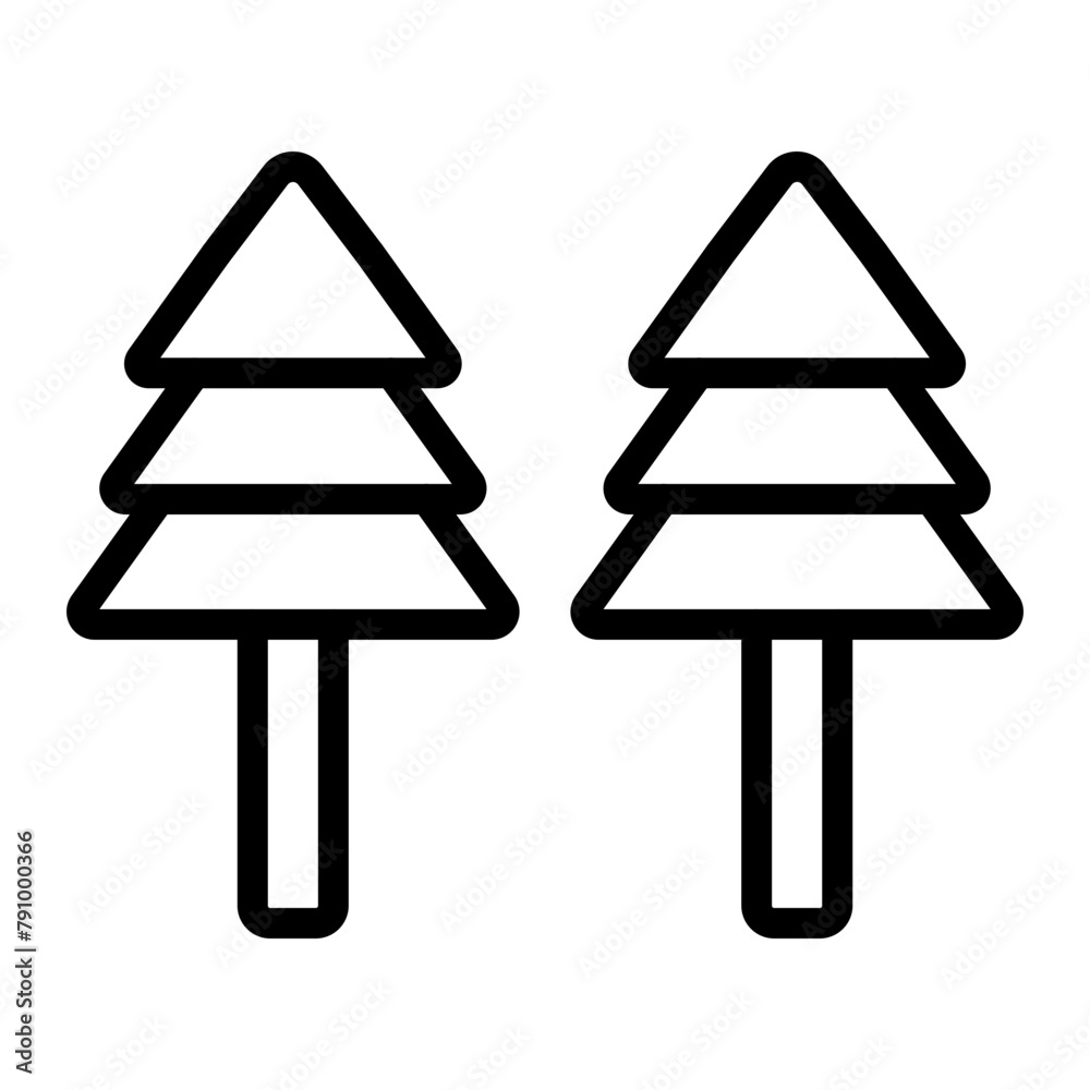 Pine Tree Vector Line Icon Design