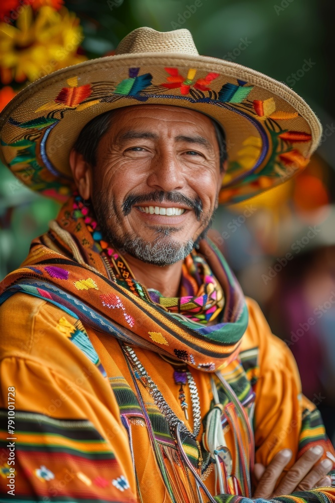 Smiling man in sombrero at cinco de mayo celebration