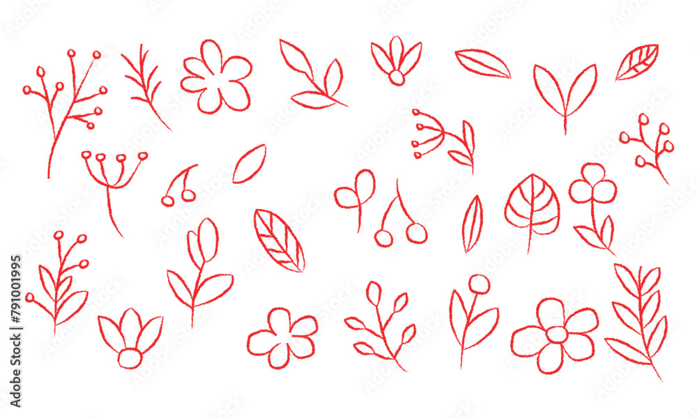 floral doodle hand drawn brush texture vector. vector simple flower brush vector. leaf brush stroke vector