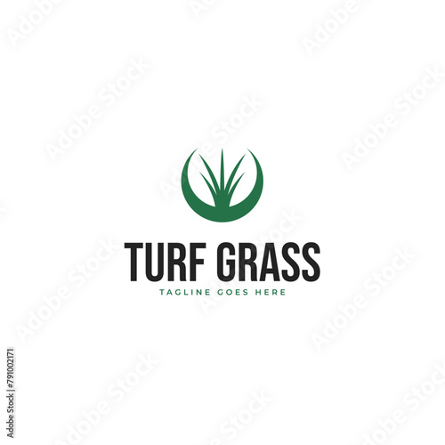 Turf grass logo design illustration idea
