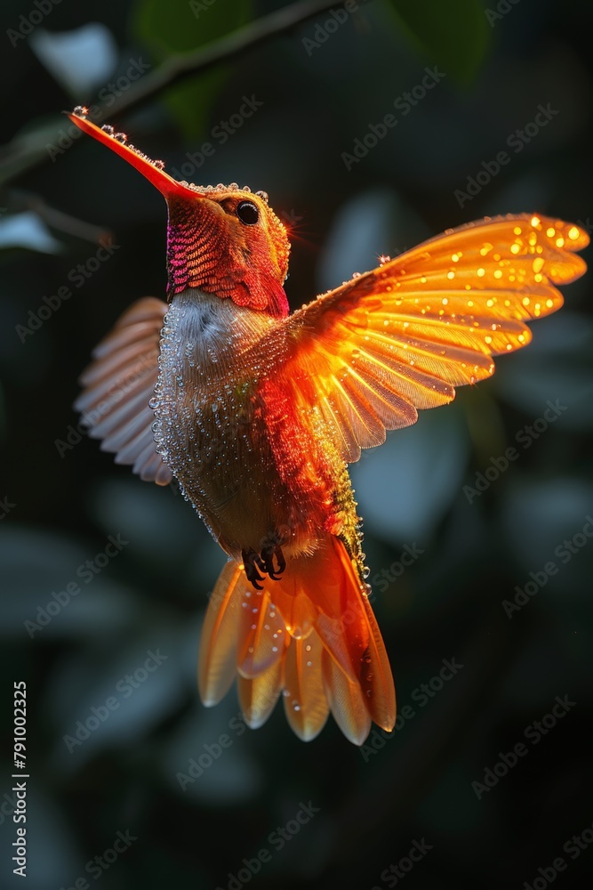 Fototapeta premium Hummingbird soaring with spread wings