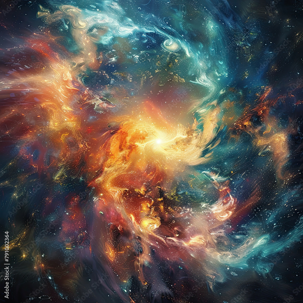 Naklejka premium Abstract Cosmic Voronoi Mapping Space with Algorithmic Precision