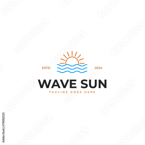 Wave with sun logo design illustration idea