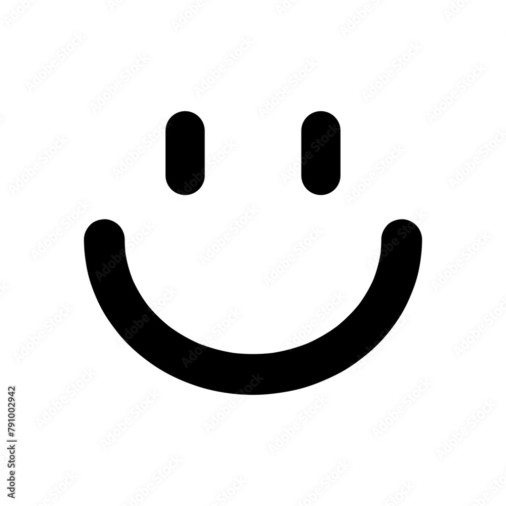 Illustration depicting an emoticon with a smile, black, on a white background. Illustration depicting an emoticon with a smile, black, on a white background.