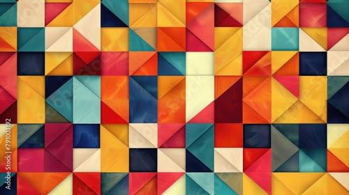 Geometric Design Background with Square Patterns Tile Art