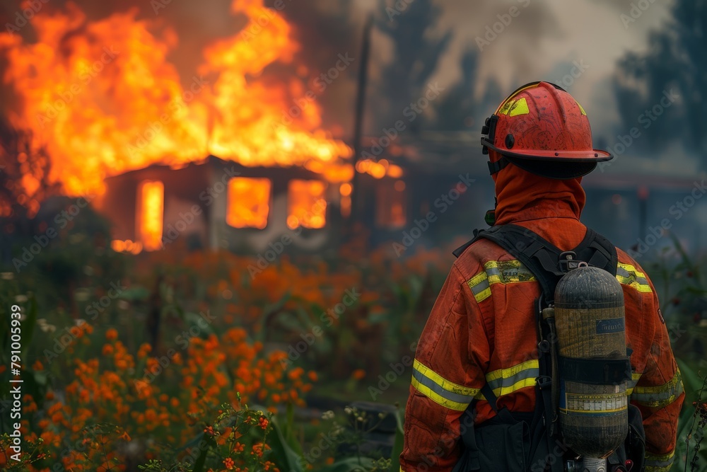 Firefighter battles house fire Firefighter battles house fire