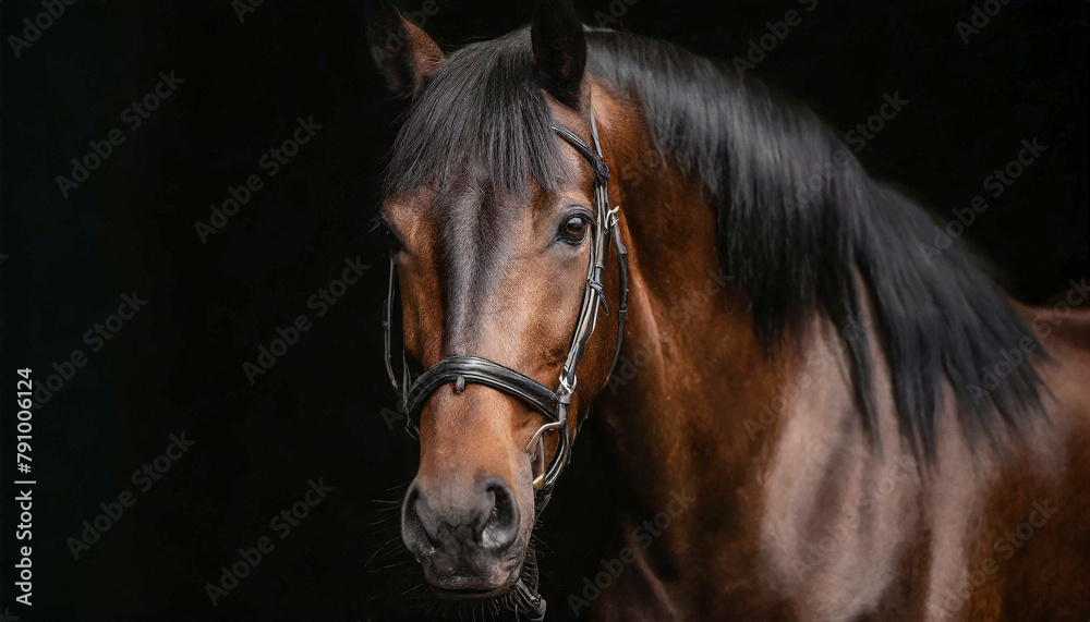 Bonito retrato de un caballo sobre un fondo negro Bonito retrato de un caballo sobre un fondo negro