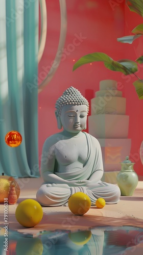 Minimalist Buddha statue in art toy design.