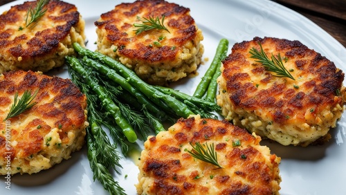 Spicy cutlets with salmon and lemon-dill aioli.