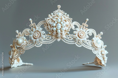 Crocheted Irish lace tiara crown, handmade