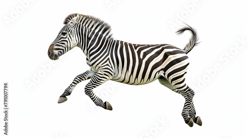 Jumping Zebra on white background