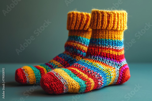pair of warm knitted striped socks