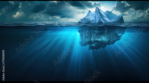 Submerged iceberg seen from underwater