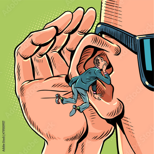 The man listens to what the informant whispers to him. Security of personal data storage. Secret agents always know everything.