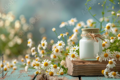 Natural cosmetics from chamomile extract and flowers
