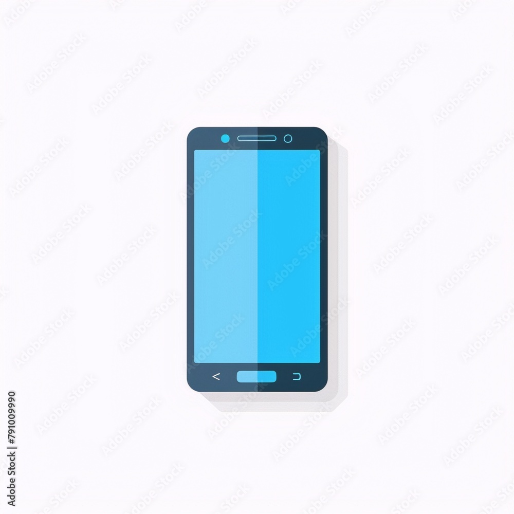 Blue flat design smartphone icon isolated on white background, Technology and communication concept, Vector illustration Blue flat design smartphone icon isolated on white background, Technology and communication concept, Vector illustration