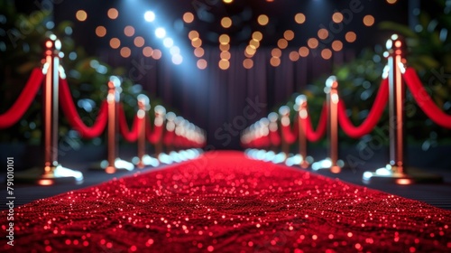 Glamorous Red Carpet Event at Night. Generative ai photo