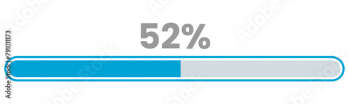 52% Loading. 52% progress bar Infographics vector, 52 Percentage ready to use for web design ux-ui