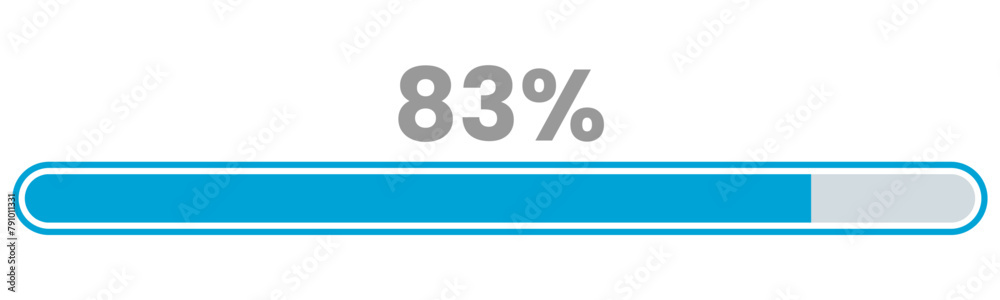 83% Loading. 83% progress bar Infographics vector, 83 Percentage ready ...