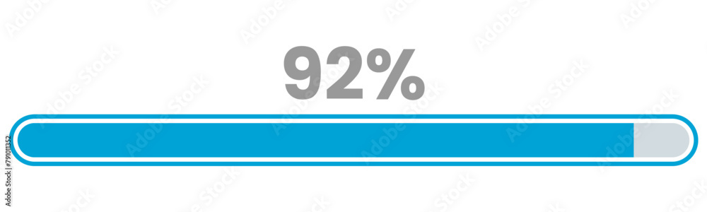 92% Loading. 92% progress bar Infographics vector, 92 Percentage ready to use for web design ux-ui 92% Loading. 92% progress bar Infographics vector, 92 Percentage ready to use for web design ux-ui