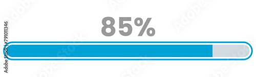 85% Loading. 85% progress bar Infographics vector, 85 Percentage ready to use for web design ux-ui