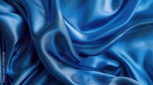 Blue satin fabric texture close up An abstract background and design texture