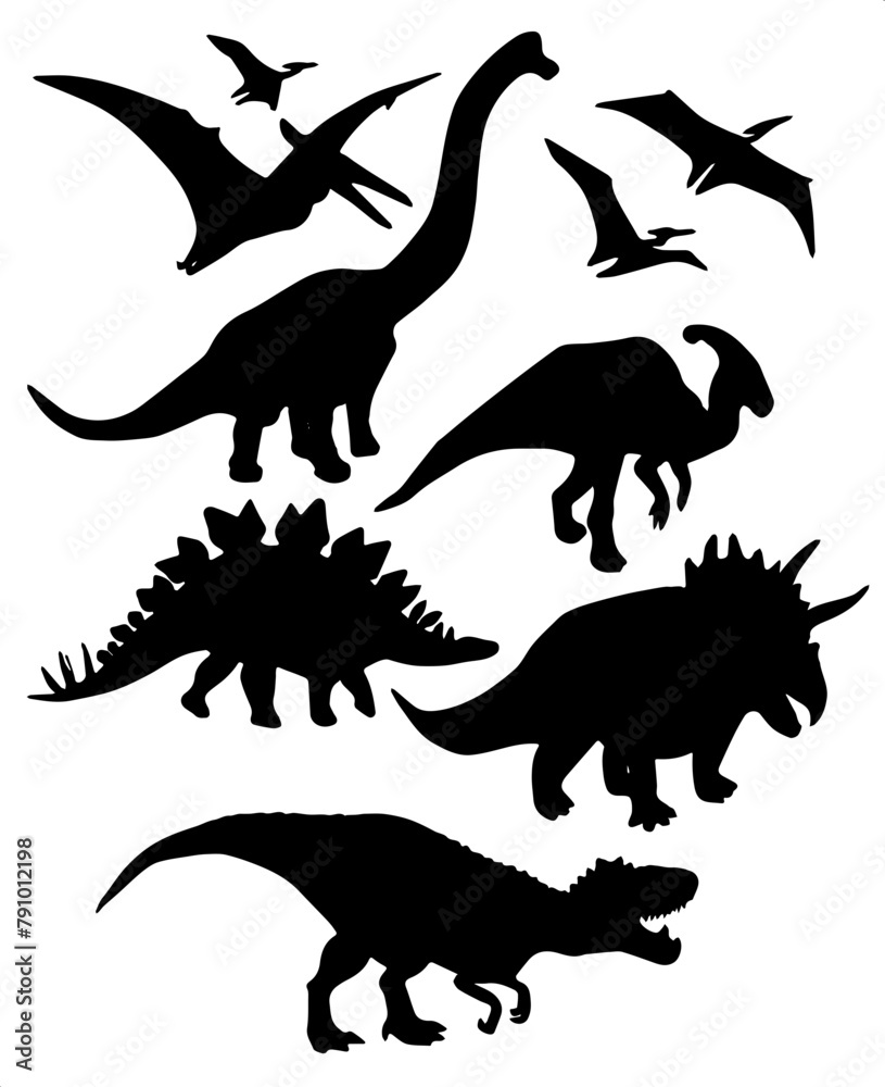 Illustration Dinosaur silhouette set vector for dinosaur day