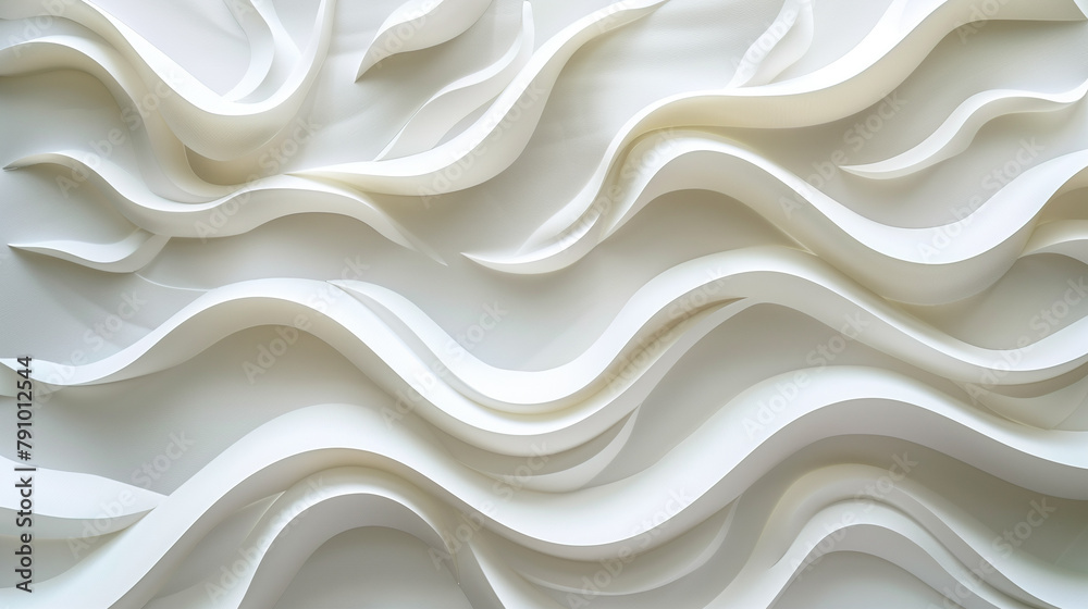 Obraz premium Abstract white wavy texture forming a dynamic and fluid pattern, suitable for backgrounds or wallpapers.