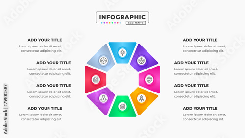 Vector circular infographic business presentation design template with 8 steps