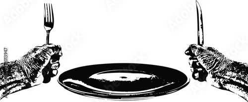 A hungry person impatiently waiting to be fed. Or a thankful person waiting to dig in.