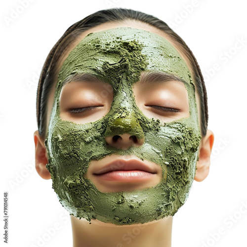 amazing and comfotable green tea face  mask isolated on white background  photo