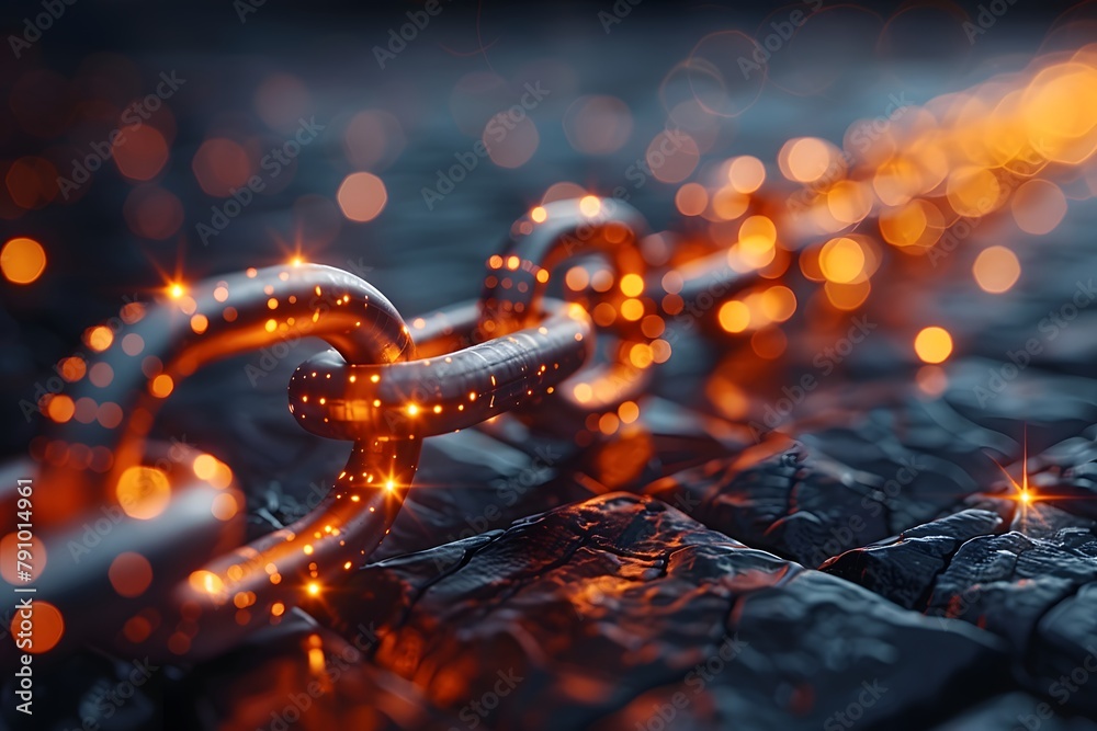 Close Up of Chain on Keyboard. Generative AI Close Up of Chain on Keyboard. Generative AI