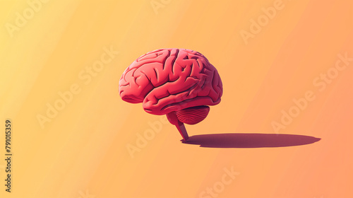 Cerebro humano con colores sobre fondo de color liso photo